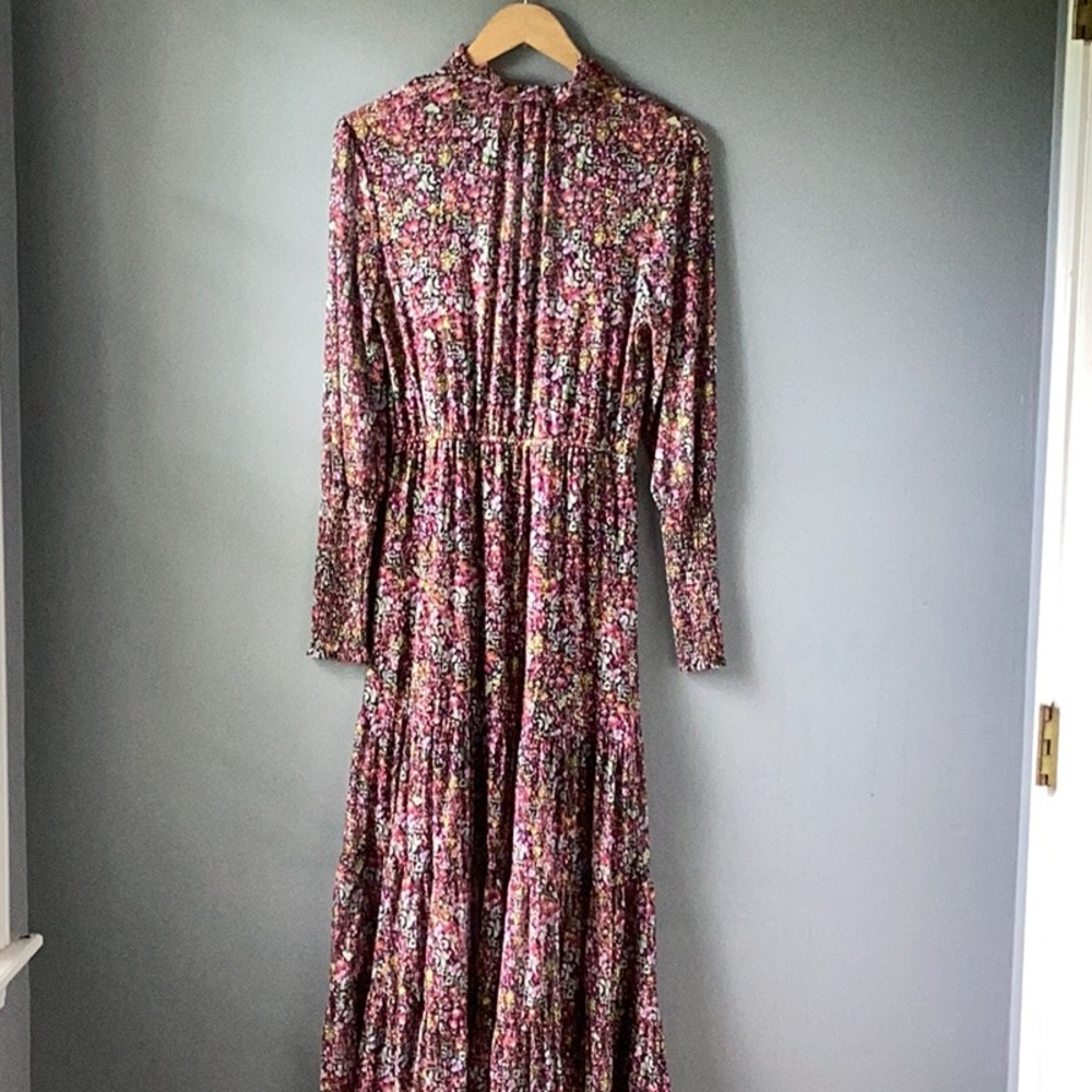 NWT STEVE MADDEN Floral Tiered Long Sleeve Midi Dress Size Small - Picture 10 of 14